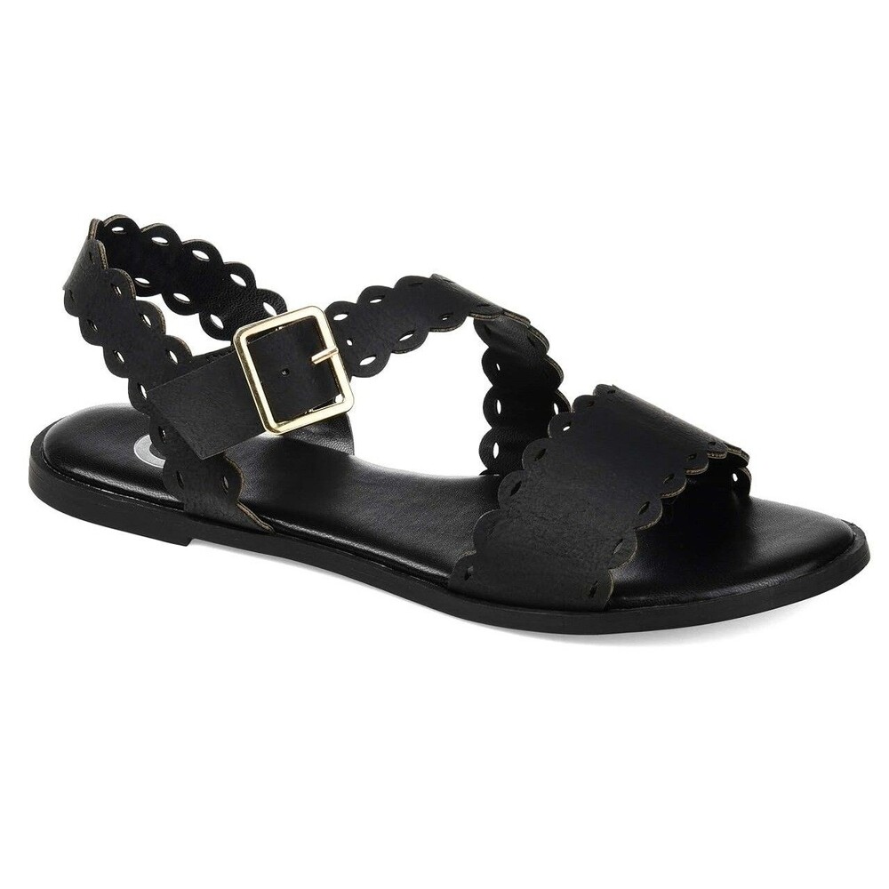 Journee Collection Womens 6 M Black Aubrinn Strappy Flat Sandals NIB HL6